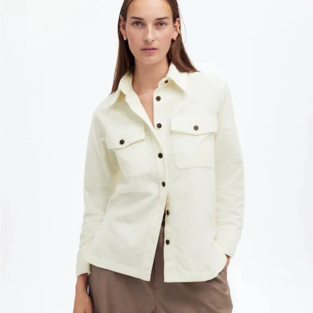 Madewell Corduroy Relaxed Shirt-Jacket Women's XL Winter White Ivory